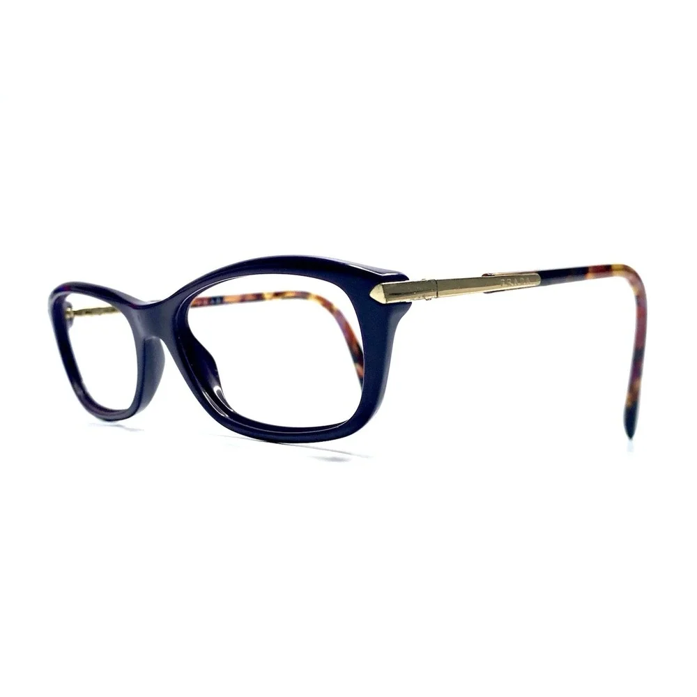 Prada Purple Cat Eye Glasses Brown Tortoise Gold Temple Italy VPR04P 54 17 135
